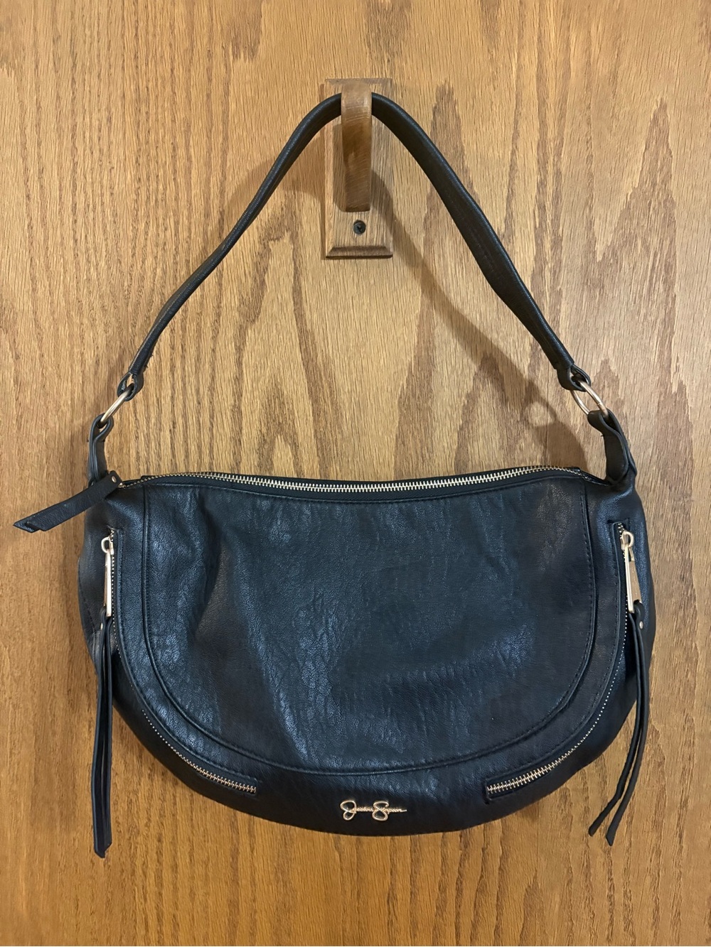 Jessica Simpson Black Crescent Shoulder Bag